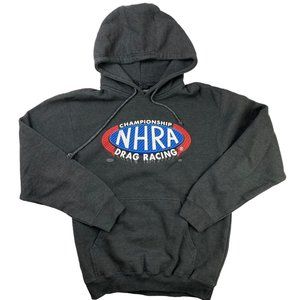 Vtg Y2K NHRA Drag Racing Pullover Hoodie Grey Logo Championship Official Medium